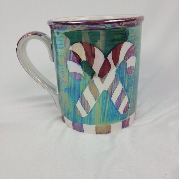 Caribou Coffee Green Iridescent Candy Can Mug NEW 14oz Christmas Holiday - Picture 1 of 9